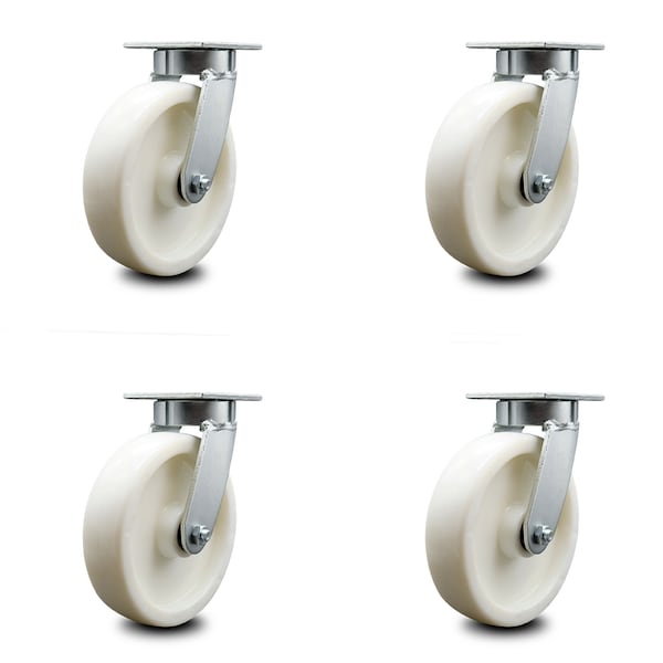 8 Inch Kingpinless Nylon Wheel Swivel Top Plate Caster, 4PK